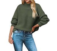 Pull Chaud Femme Hiver Tunique Hiver Femme Dames Automne Laine Couleur Unie Col Rond Col Haut Version Lâche Convient pour Le Travail Quotidien À Pull Printemps Laine Green XXL