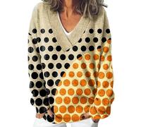 Pull Chaud Femme Polaire Pull Femme Col Rond Women S Print Loose Fashion Casual Winter V Neck Knitted Strip Long Sleeve Imitation Sweater Gilet Long Et Chaud Navy M