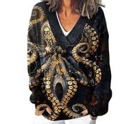 Pull Chaud Femme Polaire Pull Femme Col Rond Women S Print Loose Fashion Casual Winter V Neck Knitted Strip Long Sleeve Imitation Sweater Gilet Long Et Chaud Sky Blue XL