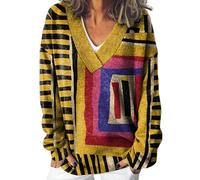 Pull Chaud Femme Polaire Pull Femme Col Rond Women S Print Loose Fashion Casual Winter V Neck Knitted Strip Long Sleeve Imitation Sweater Gilet Long Et Chaud Pink XXL
