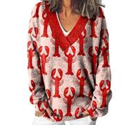 Pull Chaud Femme Polaire Pull Femme Col Rond Women S Print Loose Fashion Casual Winter V Neck Knitted Strip Long Sleeve Imitation Sweater Gilet Long Et Chaud Dark Blue XL