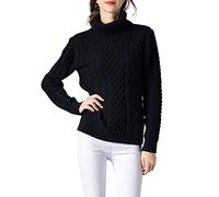 Pull Chaud Hiver Femme Pull Femme pour Les Fetes à Col Roulé pour Couleur Unie en à Manches Longues Torsadé Fleurs Hiver Grande Taille Elegant Blue M