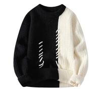 Pull Chaud Homme Grande Taille, Pull Homme Hiver en Tricot Décontracté Coupe Ample Classiques Sweater Chic Et Élégants Couleurs Contrastées De Tous Les Jours Tempérament Passe-Partout Chandail