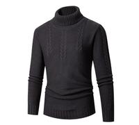 Pull Chaud Homme Manche Longue, Pull Col Roulé Homme Tricot Décontracté Doux Couleur Unie Coupe Slim Confortable Sweater Chic Passe-Partout De Tous Les Jours Chandail pour Automne Et Hiver