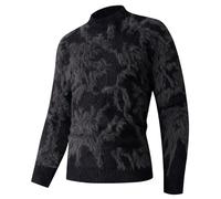 Pull Chaud Homme,Pull Homme Hiver Chaud,Pull Long en Tricot à Motif défilé élégant Manteau Chaud à col du Cou Jacquard pour Homme Style décontracté Hivernal prêt-à- (Black, L)