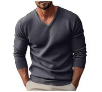 Pull Chaud Homme Tricot- Pull Col V Manche Longue Décontracté Coupe Slim Fin Grande Taille Sweater Chic Et Élégants Tous Les Jours Tempérament Passe-Partout De Travail Chandail