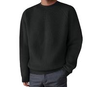 Pull Chaud Homme Tricoté Col Rond Chaud Manches Longues, Sweatshirt en Maille Fine Thermique Pullover Coupe Pull-Over Confortable T-Shirt Sport Sweat Couleur Unie Chemise Chandails Automne Et Hiver