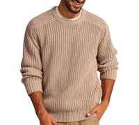 Pull Chaud Homme Vintage- Pull De Travail Tricot Grande Taille Décontracté Couleur Unie Coupe Ample Sweater Confortable Chic Passe-Partout Tempérament Chandail pour Automne Hiver Streetwear