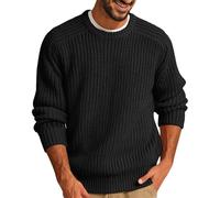 Pull Chaud Homme Vintage- Pull De Travail Tricot Grande Taille Décontracté Couleur Unie Coupe Ample Sweater Confortable Chic Passe-Partout Tempérament Chandail pour Automne Hiver Streetwear