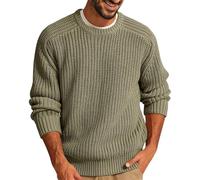 Pull Chaud Homme Vintage- Pull De Travail Tricot Grande Taille Décontracté Couleur Unie Coupe Ample Sweater Confortable Chic Passe-Partout Tempérament Chandail pour Automne Hiver Streetwear