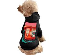 Pull chaud pour chien et chat - Manteau d'hiver doux avec capuche - Taille XS à 2XL - Pour temps froid - Angleterre - Rétro - Londres - Téléphone - Pour chiens et chats de petite et moyenne taille