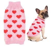 Pull Chien Moyen Coeur Saint-Valentin Pull Chien Rose Pull-Overs pour Chiens Chaud Love Vetement Chiens Moyen Taille Vetement Chat Rose XL