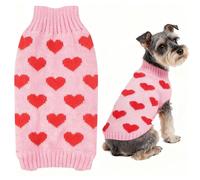 Pull Chien Moyen Coeur Saint-Valentin Pull Chien Rose Pull-Overs pour Chiens Chaud Love Vetement Chiens Moyen Taille Vetement Chat Rose L