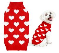 Pull Chien Moyen Coeur Saint-Valentin Pull Chien Rouge Pull-Overs pour Chiens Chaud Love Vetement Chiens Moyen Taille Vetement Chat Rouge L