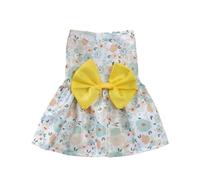Pull Chien Robe de Princesse for Chien, imprimé Mignon, avec nœud Papillon, Jupe Chat Doux, vêtements d'été Fins for Animaux Compagnie, fête Mariage, for toutous(Yellow,XL)