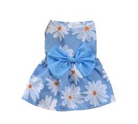 Pull Chien Robe de Princesse for Chien, imprimé Mignon, avec nœud Papillon, Jupe Chat Doux, vêtements d'été Fins for Animaux Compagnie, fête Mariage, for toutous(Blue,S)
