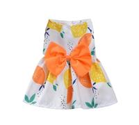 Pull Chien Robe de Princesse for Chien, imprimé Mignon, avec nœud Papillon, Jupe Chat Doux, vêtements d'été Fins for Animaux Compagnie, fête Mariage, for toutous(Orange,S)