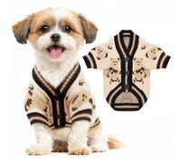 Pull Chien Saint Valentin Pull pour Chien Tricot Pulls Chiens Petite Taille Chaud Vetement Chiens Ours Pulls Petit Chiot Cardigan pour Chiot Manteau Chiots Pull-Over (Beige,XS)