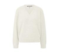 Pull chinÃ© douillet Ã structure cÃŽtelÃ©e et col V femme QS Beige XL