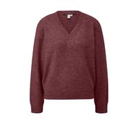 Pull chinÃ© douillet Ã structure cÃŽtelÃ©e et col V femme QS Rouge 2XL