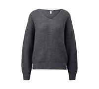 Pull chiné à col en V femme QS Gris XS