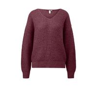 Pull chiné à col en V femme QS Rouge XS