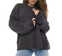 Pull classique décontracté à col rond, haut en tricot doux pour tous les jours, vêtements de détente confortables, garde-robe polyvalente automne-hiver, gris, XXL