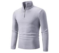 Pull Col Camionneur Homme Pull en Laine Hiver Chaud, Pullover avec Demi-Fermeture Loisirs Ajustement Confortable Pulls Travail Tricot Fin Tissus MéLangéS Sweater Mode Simple Classique