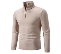 Pull Col Camionneur Homme Pull en Laine Hiver Chaud, Pullover avec Demi-Fermeture Loisirs Ajustement Confortable Pulls Travail Tricot Fin Tissus MéLangéS Sweater Mode Simple Classique