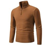 Pull Col Camionneur Homme Pull en Laine Hiver Chaud, Pullover avec Demi-Fermeture Loisirs Ajustement Confortable Pulls Travail Tricot Fin Tissus MéLangéS Sweater Mode Simple Classique