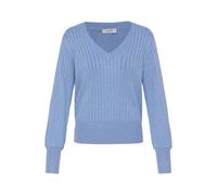 Pull col en V femme b.young BYMmorla Pointelle Bleu L