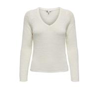 Only Pull-over Onlgeena, manches longues, col en V, tricot, Cloud Dancer, L
