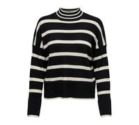 Only Pull ONLIBI L/S HIGNECK Pullover CC KNT Sweater, Noir/Rayures Blanc cassé M Femme