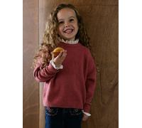 Pull col montant fille vieux rose 5A