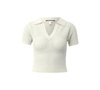 Pull col polo manches courtes motif ajourÃ© femme QS Slim Fit Blanc S