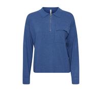 Pull col polo zippÃ© femme Pulz Jeans Sara Bleu M
