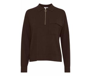 Pull col polo zippÃ© femme Pulz Jeans Sara Marron XS