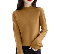 Pull Col Rond À Manches Longues Taille S M L XL XXL XXXL Laine Femme Chic et Elegant Pas Cher Leger Ado Fille Chaud Automne et Hiver Cadeau de Ma Mère, Champagne, M, F227R
