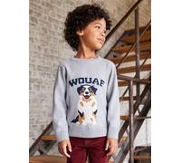 Pull Col Rond Chien gris chiné 8A