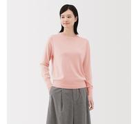 Pull col rond en tricot de laine fin femme Bleu Cendré S