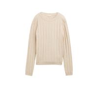 Pull col rond et structure cÃŽtelÃ©e femme Tom Tailor Beige XS