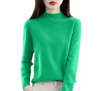 Pull Col Rond Femme à Manches Longues Chic et Elegant Pull Femme Hiver Chaud Chic Pull en Tricot Sweater Top Elegant Confortable Pas Cher Cadeau de Ma Mère,Vert,S,F234R