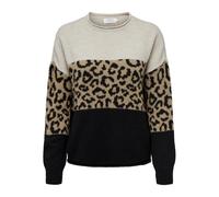 Only Pull Onljade Animal - femme, col rond, manches longues, Moonbeam/Black/Toasted Coconut, XL