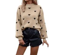 Pull Col Rond Femme Pull Ample, Knit Sweater DéContracté Mignon Motif Orange Manches Longues RéTro Chaud Dessin Animé Style CoréEn éLéGant Simples Et Confortables Au Quotidien
