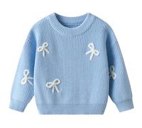 Pull Col Rond Fille Tricoté, Pull Hiver Enfant, Confort Hiver Chaud Basique Tricot Hauts pour Enfant Mode Et Loisirs Manches Longues Respirant Chandail Coupe Ample Col Rond Grande Taille Pullover