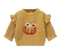 Pull Col Rond Fille Tricoté, Sweat Enfant, Tricot Basique Manches Longues Respirant Chandail Mode Et Loisirs Grande Taille Col Rond Sweatshirts Coupe Ample Hiver Chaud Confort Hauts pour Enfant
