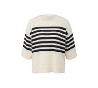 Pull col rond rayÃ© en maille fine femme COMMA Blanc S