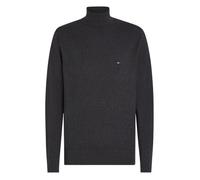 Pull col roulé en coton anthracite uni avec une coupe droite et un logo brodé XL