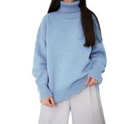 Pull Col Roulé Femme Ajusté À La Taille, Pull Fin Oversize Femme, Sweater Tricoté Manche Longue Pullover Large Polyvalent Haut Uni Décontracté Nouveau Tunique Maison Extérieur Quotidiennes Haut