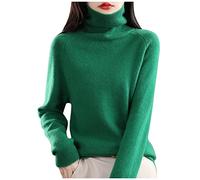 Pull Col Roulé Femme Cachemire Pull Manches Longues, Knit Sweater Pullover Doublé Polaire Basique Chandail Casual Chaud sous-VêTement Thermique Hauts Tops Doux
